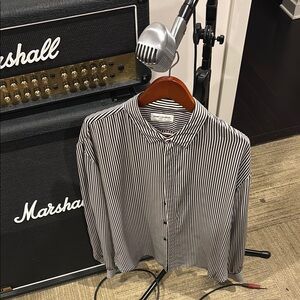 Saint Laurent 100% Silk Black and White Button Down Shirt dress shirt